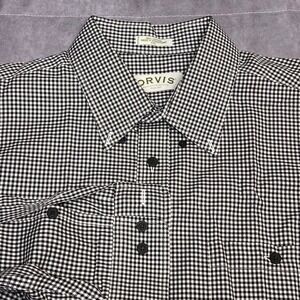 Orvis Button Down Shirt Mens XXL Black White Gingham Check Cotton Excellent L/S